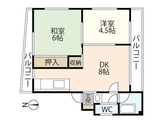 山田ビル(2DK/3階)の間取り写真