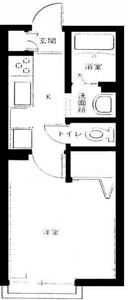 ベルメゾン湘南B(1K/1階)の間取り写真