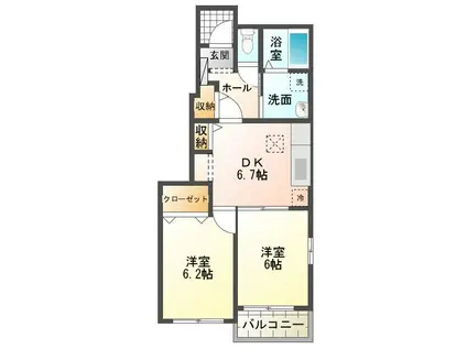 カーサ・フェリーチェ R-III(2DK/1階)の間取り写真