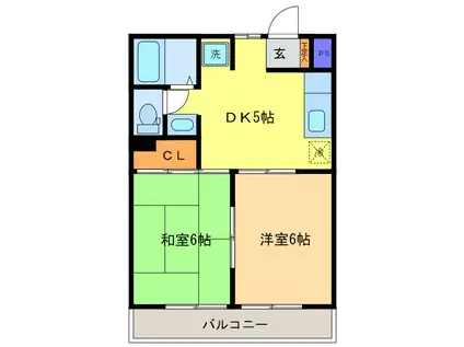 Rレイキャッスル(2DK/1階)の間取り写真