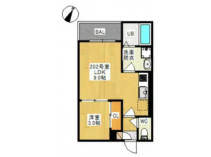 REGALEST 新田(1LDK/2階)の間取り写真