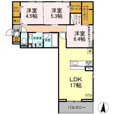 コンフォルト(3LDK/1階)の間取り写真