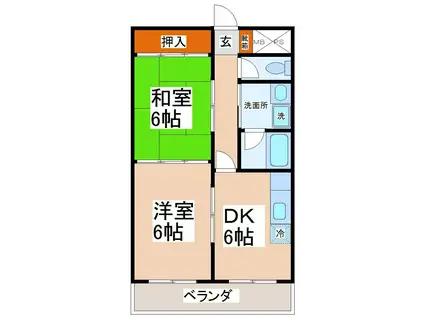 銀杏町レジデンス(2DK/5階)の間取り写真