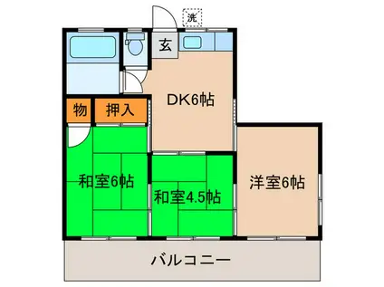 第二新栄荘(3DK/2階)の間取り写真