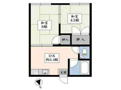 第一モトキハイツ(2DK/2階)の間取り写真