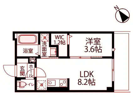 ユアメゾン鶴見青色(1LDK/5階)の間取り写真