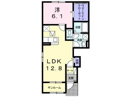 ＪＲ仙石線 蛇田駅 徒歩15分 2階建 新築(1LDK/1階)の間取り写真