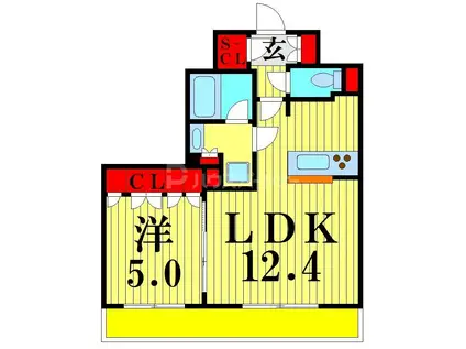 ORSUS UMEJIMA(1LDK/6階)の間取り写真