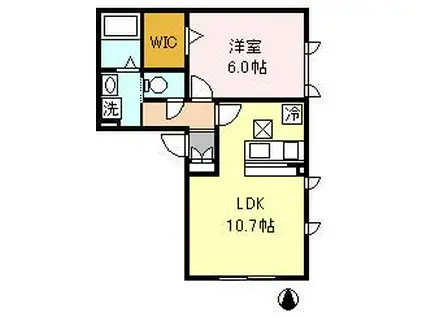 アメジスト西蒲田(1LDK/1階)の間取り写真