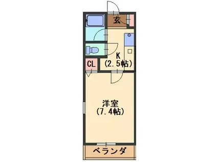 FLAT MITSUKE(1K/1階)の間取り写真