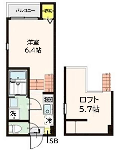 フローラ福住町(1K/1階)の間取り写真