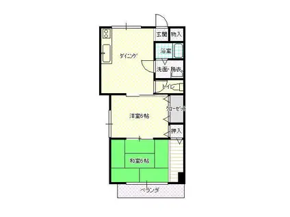 ホープヒルサガラ(2DK/1階)の間取り写真