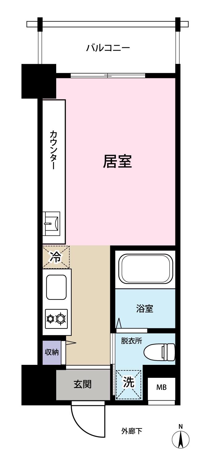 CAMP C2(ワンルーム/4階)の間取り写真