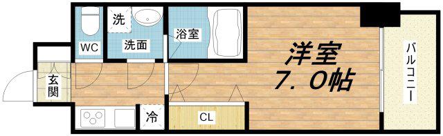 S-RESIDENCE福島玉川UNO(1K/13階)の間取り写真