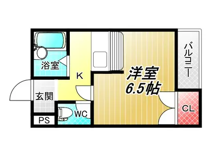シャンブル弥刀(1K/2階)の間取り写真