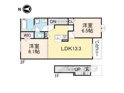 クレール丹波1(2LDK/2階)の間取り写真