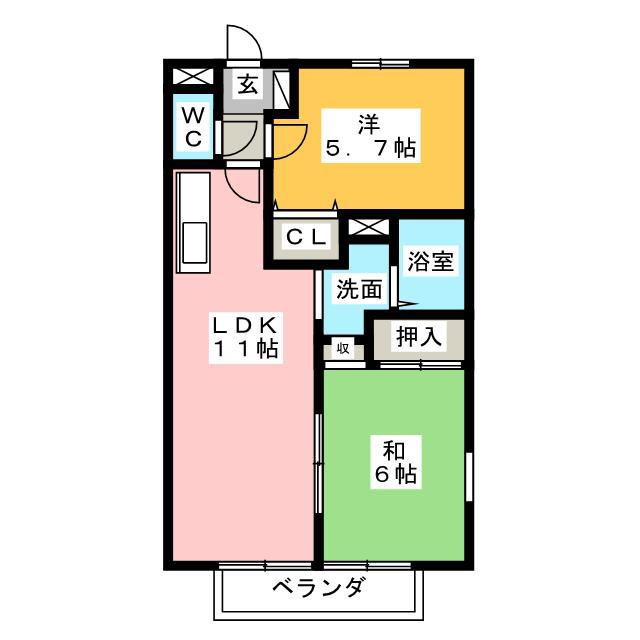 メゾンクレール(2LDK/2階)の間取り写真