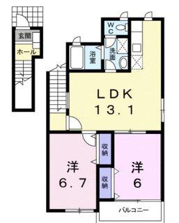 リュミエール(2LDK/2階)の間取り写真