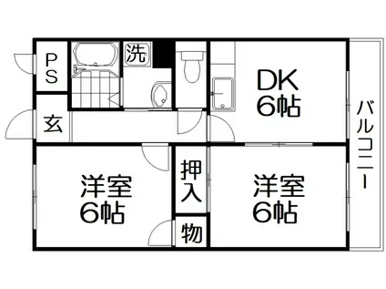エルベくずは並木(2DK/1階)の間取り写真