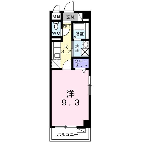 TORAZ HILL(1K/2階)の間取り写真