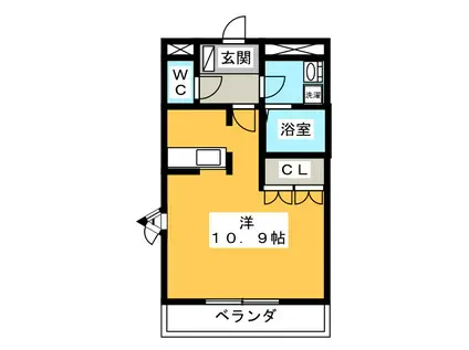 グランディール・オクダ(ワンルーム/1階)の間取り写真