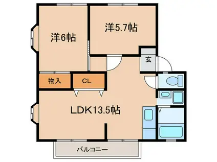 ベルメゾン(2LDK/2階)の間取り写真