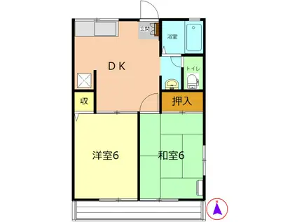 シティハイム茱萸沢K(2DK/1階)の間取り写真