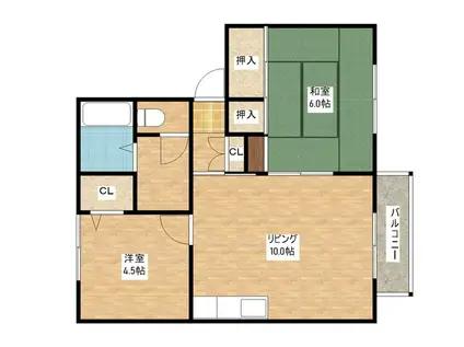 ディアス天神(2LDK/1階)の間取り写真