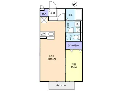 イオソレーユII(1LDK/2階)の間取り写真