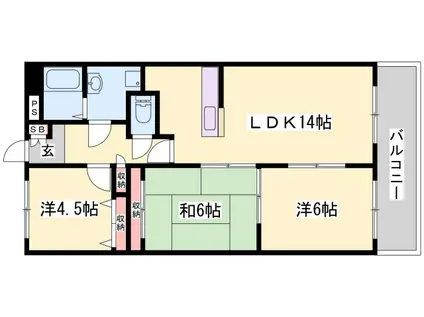 ハーモニー三幸(3LDK/5階)の間取り写真
