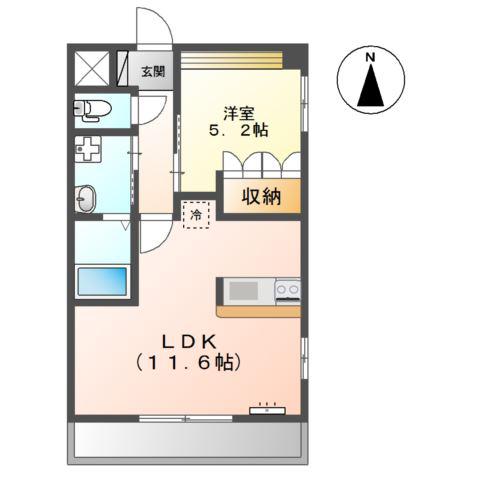 フェリーチェ(1LDK/2階)の間取り写真