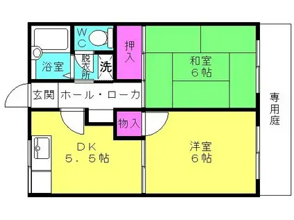 ハイツファミーユ(2DK/2階)の間取り写真