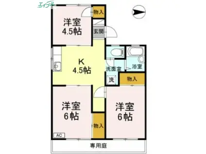 あかり D棟(3K/1階)の間取り写真