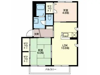 バリュージュトラウムC(2LDK/2階)の間取り写真