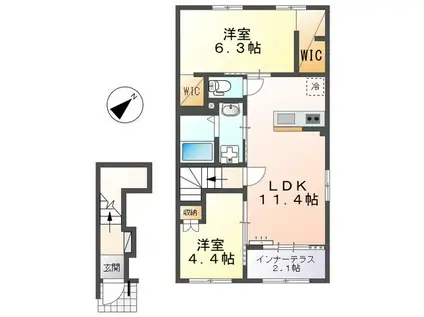 フローラリア原(2LDK/2階)の間取り写真