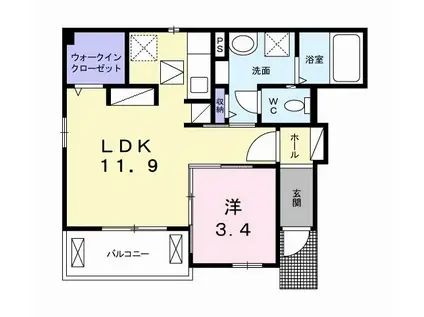 フォレスト ガーデン(1LDK/1階)の間取り写真