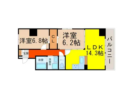 LAVITA IZUMI(2LDK/3階)の間取り写真