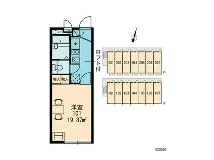 レオパレスK・インランドシー(1K/2階)の間取り写真