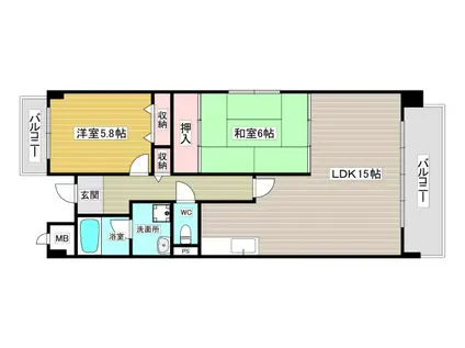 ベルパレス高木(2LDK/4階)の間取り写真