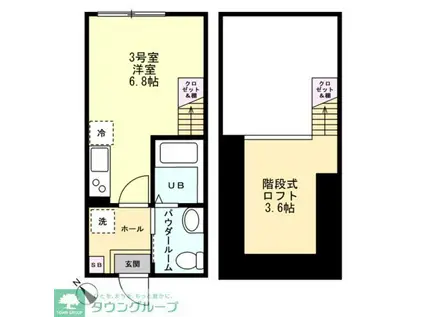 シエロ衣笠(ワンルーム/1階)の間取り写真