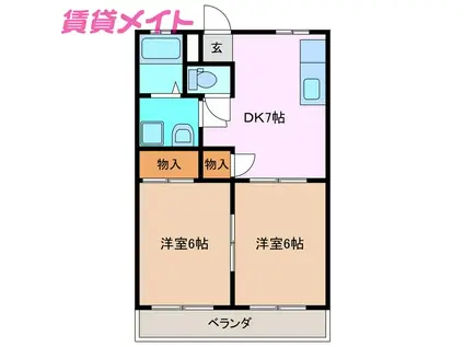 ライブタウンパレス(2DK/2階)の間取り写真