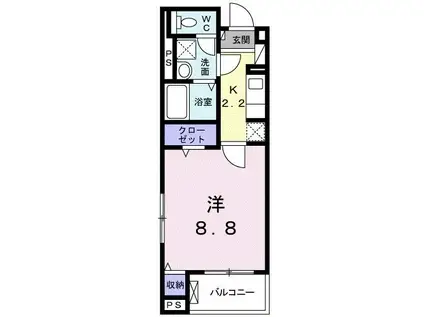 サン・リグノ(1K/3階)の間取り写真