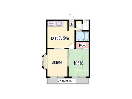 エステートピア丸尾(2DK/2階)の間取り写真