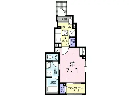 BOSCATO L II 1KHS(1K/1階)の間取り写真