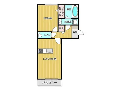 パークヴィラ杉水I(1LDK/3階)の間取り写真