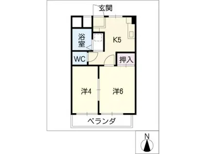 コーポKAWAHARA(2K/5階)の間取り写真