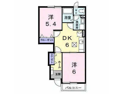 白蔵IIIB(2DK/1階)の間取り写真