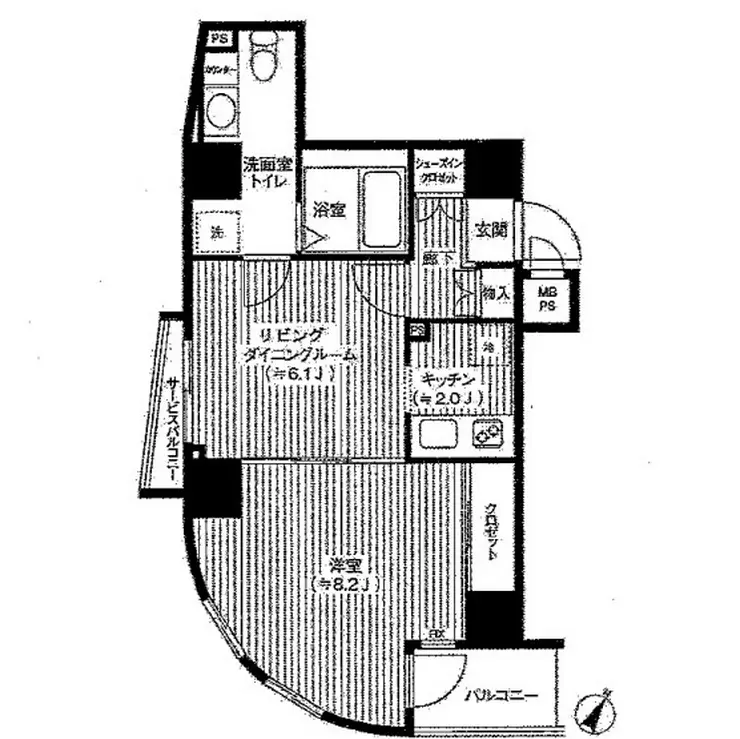 カスタリア初台 6階階 間取り