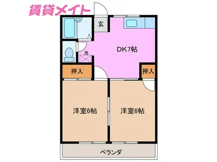 エスポア平田(2DK/1階)の間取り写真