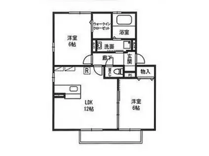 ソラーレつくば D棟(2LDK/2階)の間取り写真